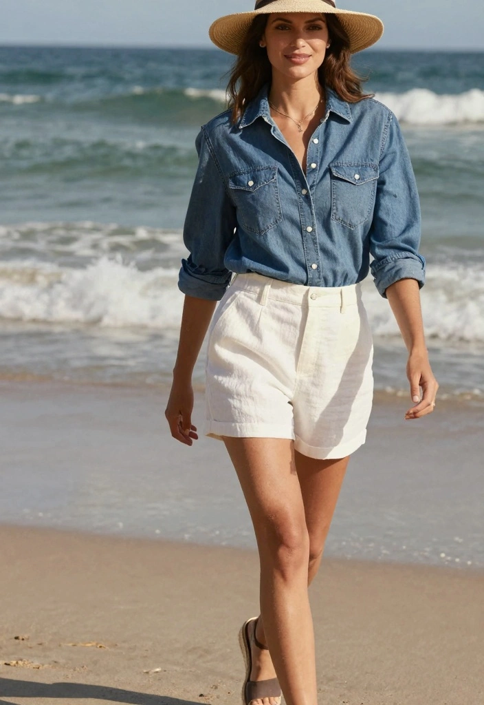 15 Denim Blouse Outfit Ideas For Women With Soft Style - 1. The Classic Denim Button-Up 1