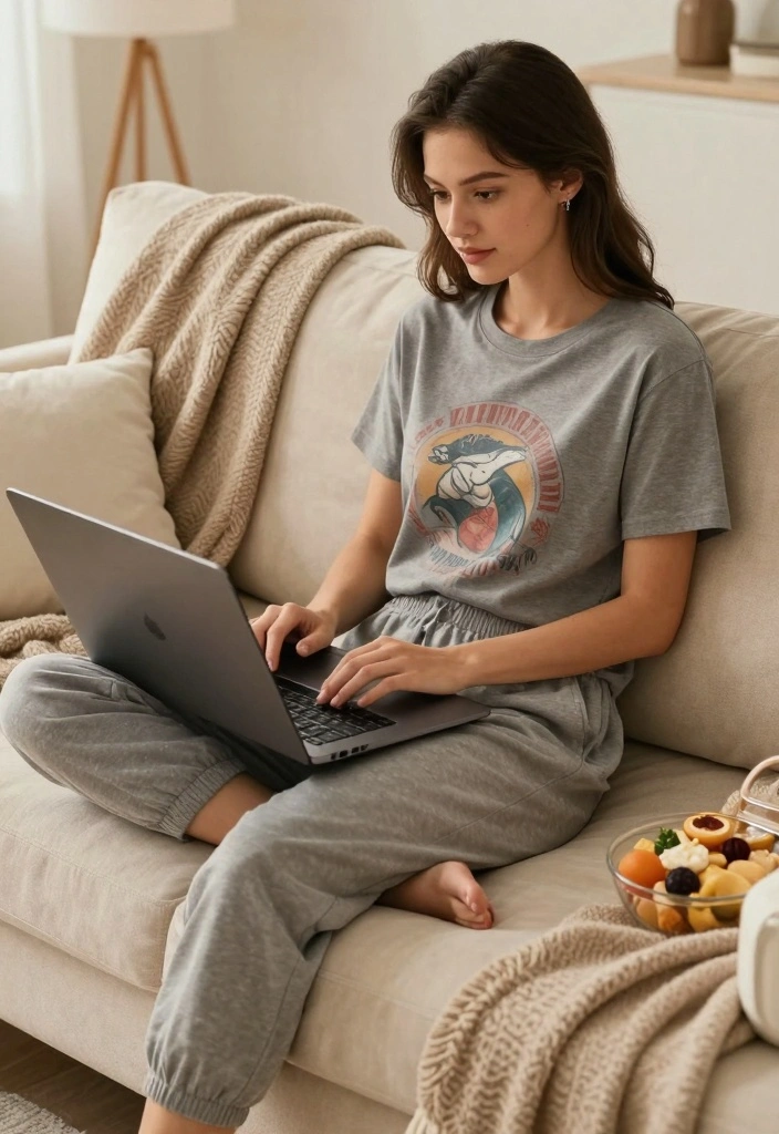 15 Half Pants Outfit Ideas For Women For Casual Days - 5. Comfy Graphic Tee with Jogger Half Pants 1