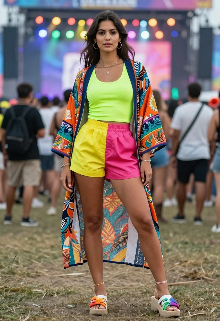 15 Metallica Concert Outfit Ideas For Women With Rock Edge - 11. Colorful Layered Outfits 1
