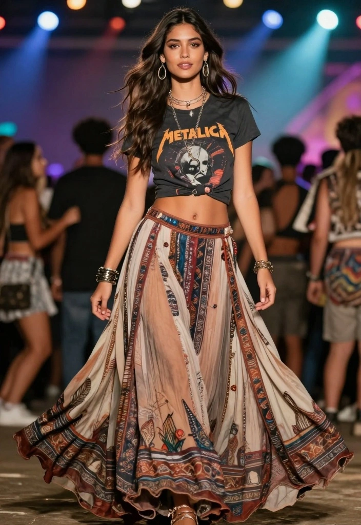 15 Metallica Concert Outfit Ideas For Women With Rock Edge - 12. Bohemian Style with Band Elements 1