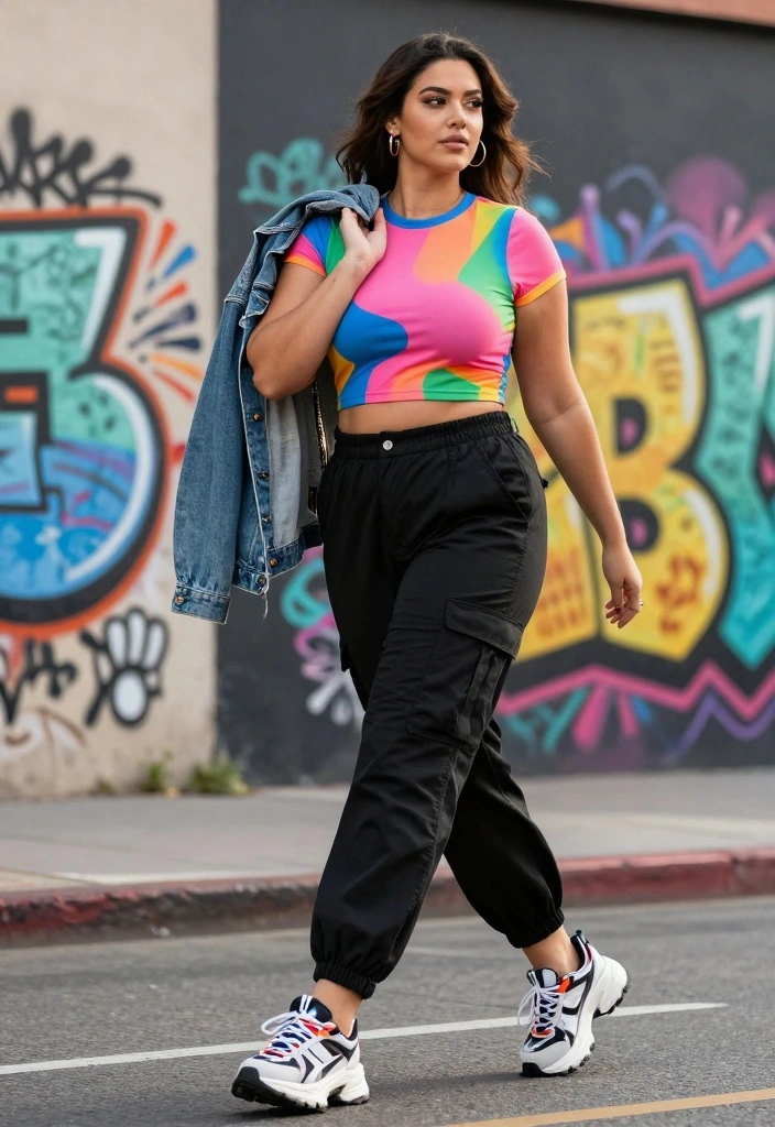 16 Black Cargo Pants Baddie Outfit Ideas For Women - 1. Sporty Chic with Crop Top 1