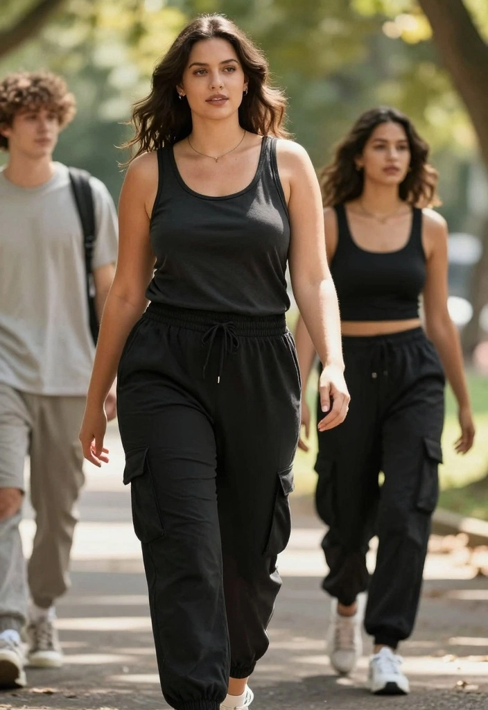 16 Black Cargo Pants Baddie Outfit Ideas For Women - 14. Relaxed Vibe with Joggers 1