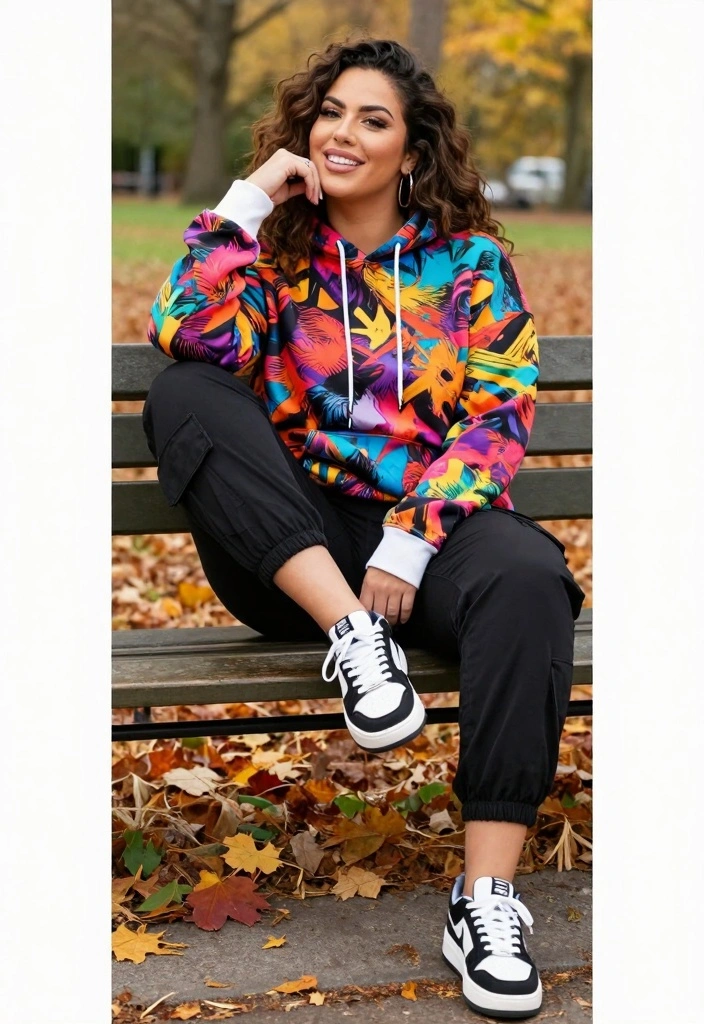 16 Black Cargo Pants Baddie Outfit Ideas For Women - 5. Chill Vibes with Graphic Hoodie 1