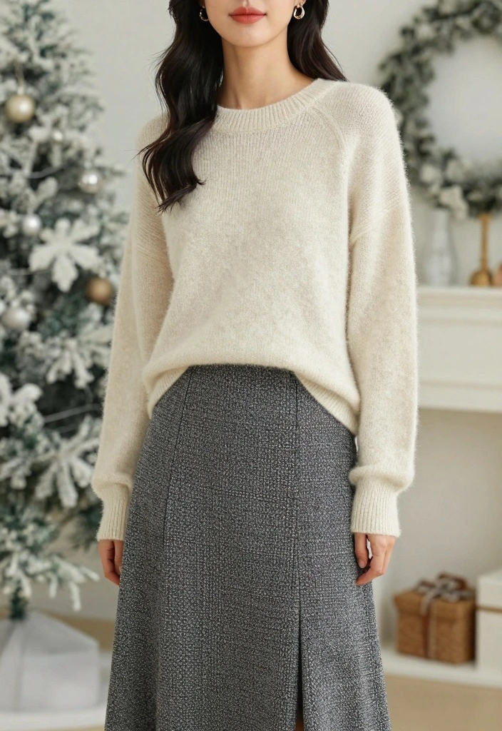 16 Cold Weather Party Night Outfit Ideas For Women - 15. Sweater and Skirt Combo 1
