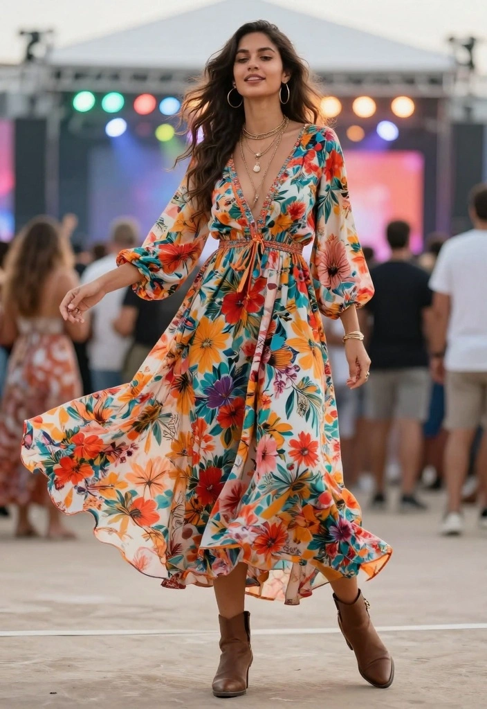 16 Concert Aesthetic Outfit Ideas For Women To Stand Out - 1. Flowing Maxi Dresses 1