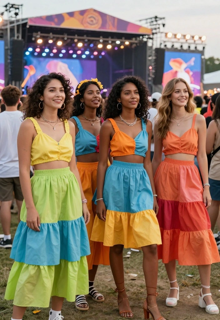 16 Concert Aesthetic Outfit Ideas For Women To Stand Out - 11. Colorful Layering 1