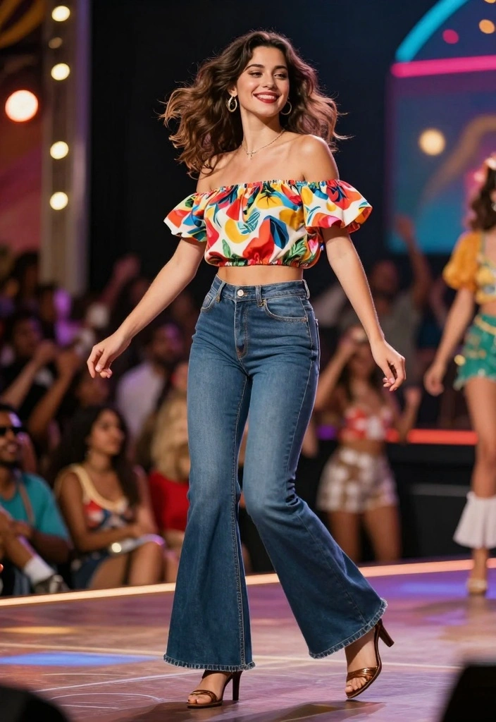 16 Concert Aesthetic Outfit Ideas For Women To Stand Out - 7. Off-Shoulder Tops and Bell-Bottoms 1