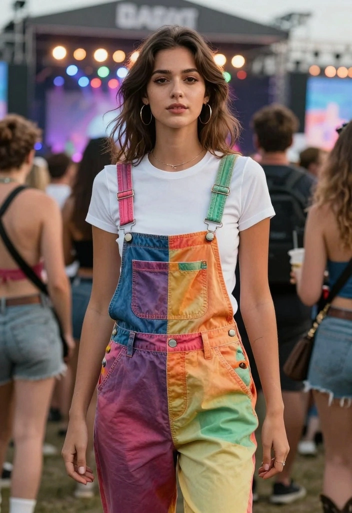 16 Concert Aesthetic Outfit Ideas For Women To Stand Out - 8. Casual Overalls 1