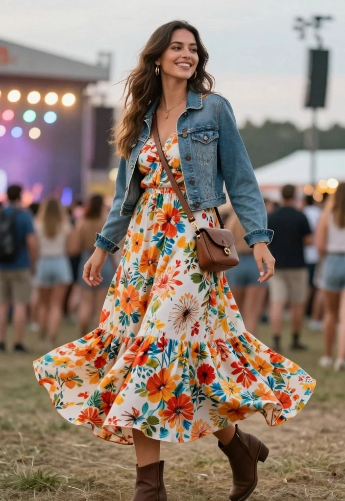 16 Shania Twain Concert Outfit Ideas For Women With Country Flair - 2. Bold Floral Print Maxi Dress 1