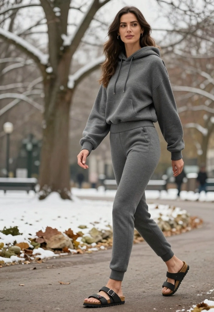 16 Winter Birkenstock Outfit Ideas For Women - 7. Casual Athleisure 1
