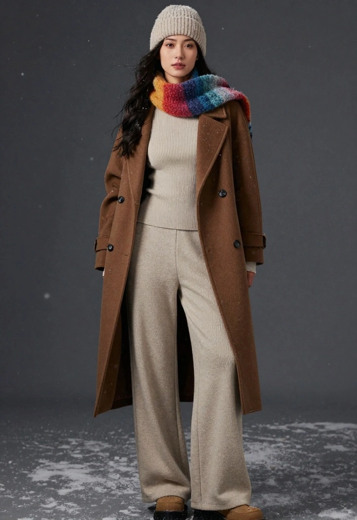 16 Winter Wide Leg Pants Outfit Ideas For Women - 4. Layered Look with a Long Coat 1