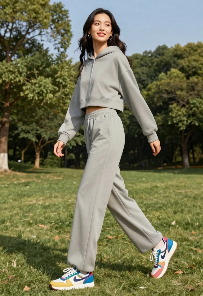 16 Winter Wide Leg Pants Outfit Ideas For Women - 8. Sporty Edge with Sneakers 1