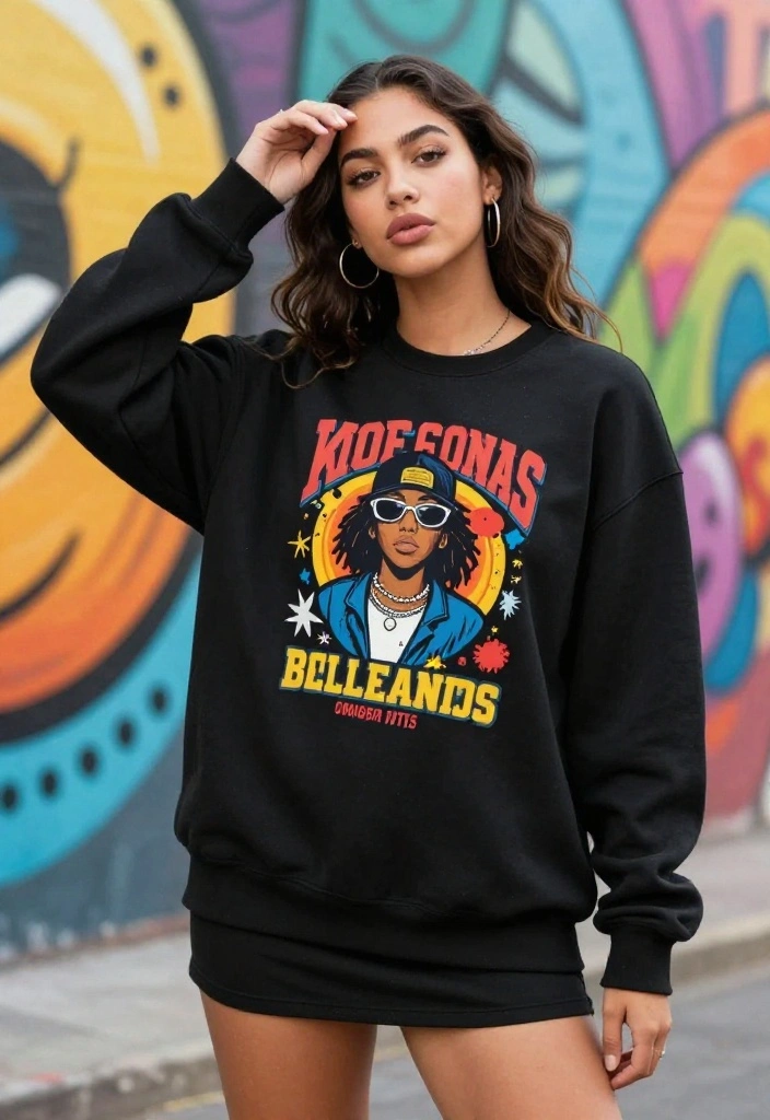 12 Black Skort Outfit Ideas for Women That Feel Less Sporty - 10. Chic Graphic Sweatshirt Style 1