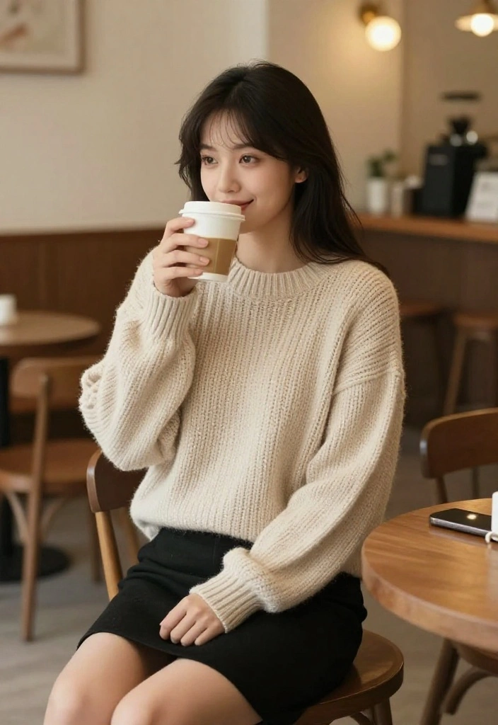 12 Black Skort Outfit Ideas for Women That Feel Less Sporty - 5. Cozy Knit Sweater Ensemble 1