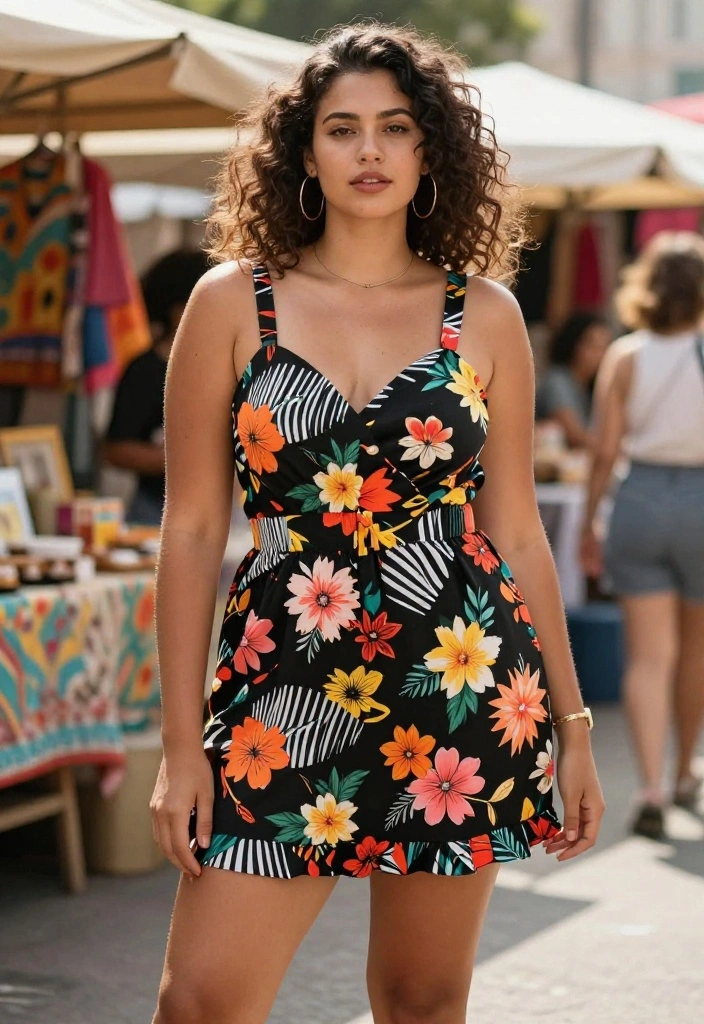 12 Black Skort Outfit Ideas for Women That Feel Less Sporty - 9. Playful Pattern Mixing 1