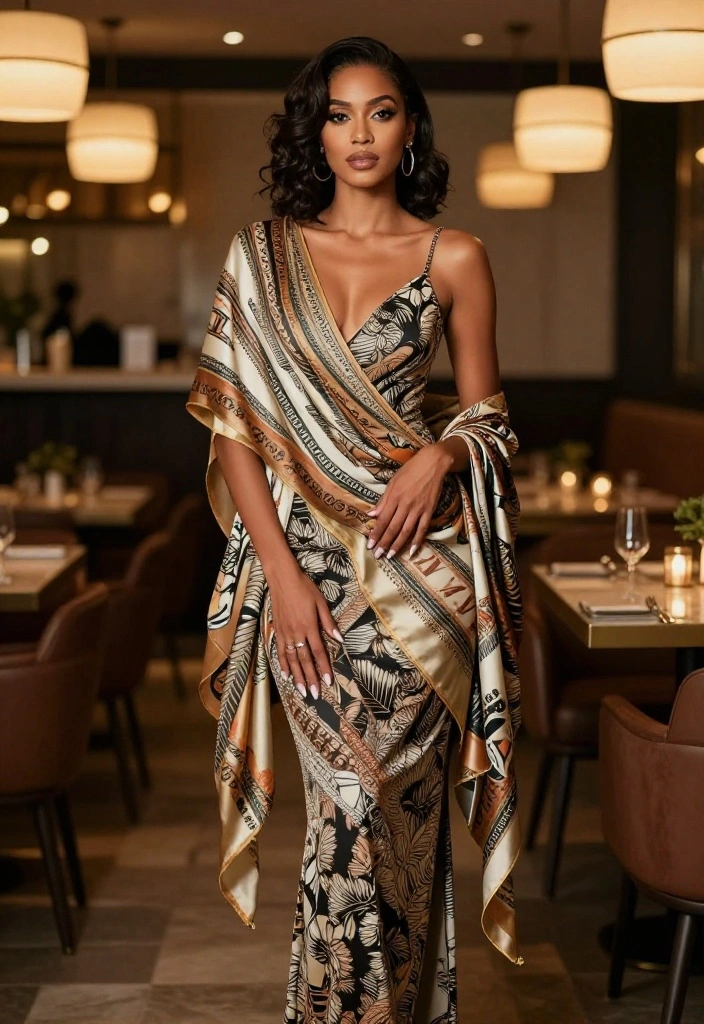 12 Mini Scarf Outfit Ideas for Women That Don't Look Flight Attendant - 11. Evening Glam 1