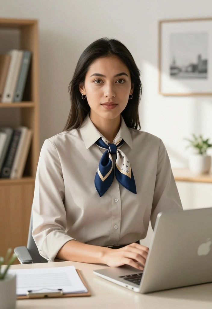 12 Mini Scarf Outfit Ideas for Women That Don't Look Flight Attendant - 8. Accent Your Office Look 1