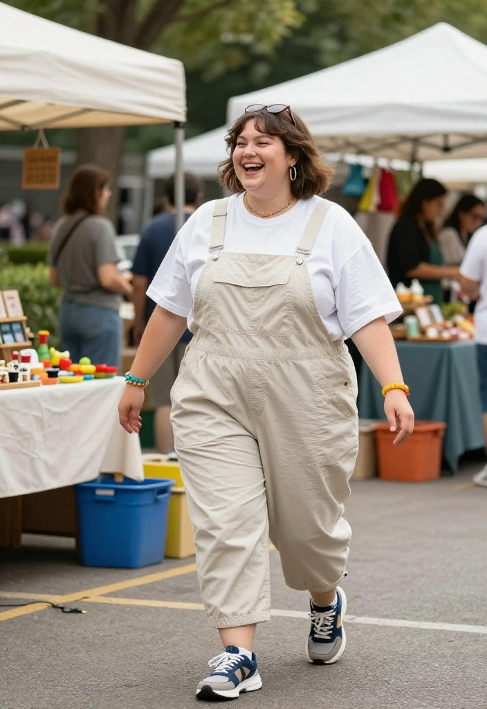 12 Oversized White Shirt Outfit Ideas for Women That Keep Their Shape All Day - 10. Fun and Casual with Overalls 1