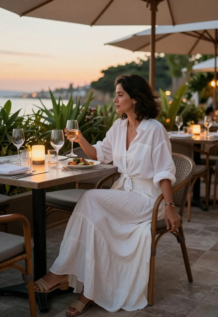12 Oversized White Shirt Outfit Ideas for Women That Keep Their Shape All Day - 11. Casual Evening Look with a Maxi Skirt 1