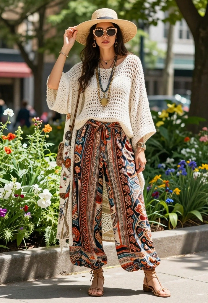 12 Parachute Pants Outfit Ideas for Women That Don't Look Like PJs - 3. Bohemian Vibes 1