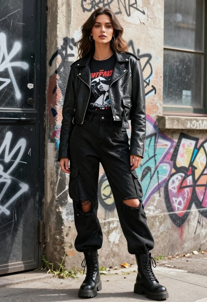 12 Parachute Pants Outfit Ideas for Women That Don't Look Like PJs - 4. Edgy Street Style 1
