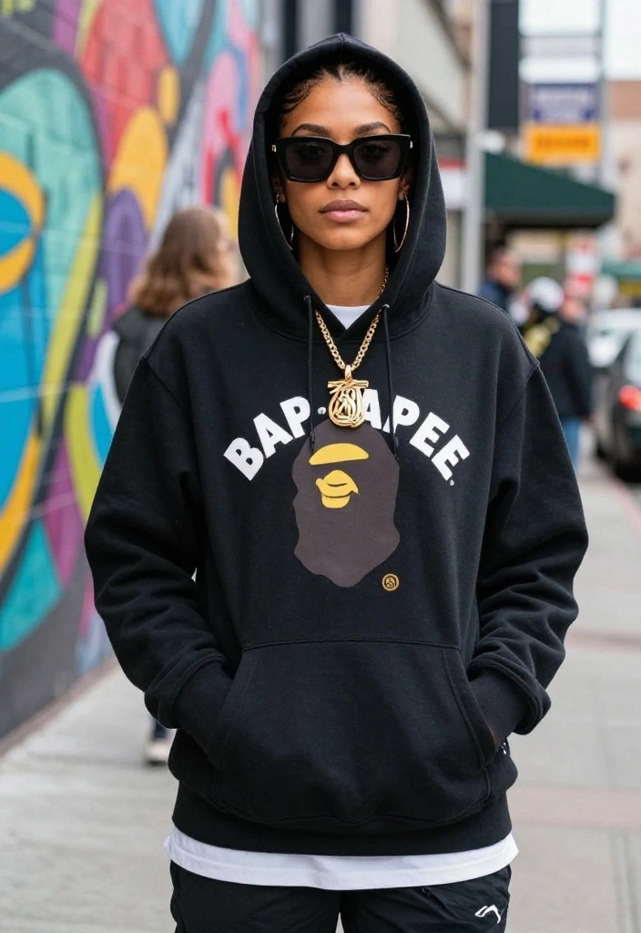 14 Bape Hoodie Outfit Ideas That Let the Print Pop - 9. Bape Hoodie and Statement Accessories 1