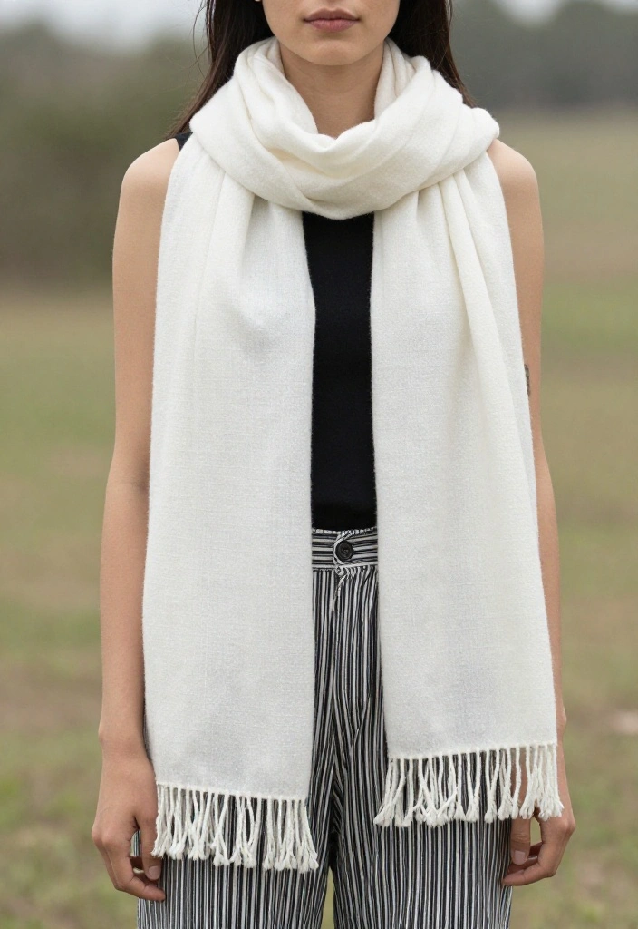 14 Black and White Striped Pants Outfit Ideas for Women That Balance Proportions - 13. Seasonal Transition with Lightweight Scarves 1