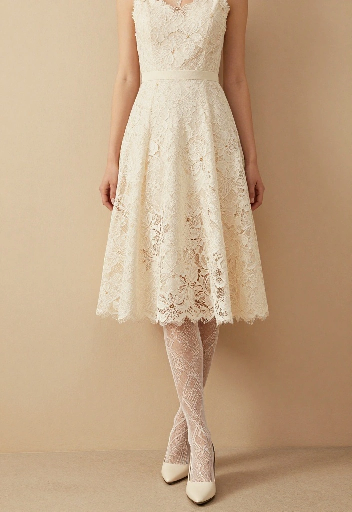 14 Lace Tights Outfit Ideas for Women That Work for Night Out - 7. Lace Tights and a Classic A-Line Skirt 1