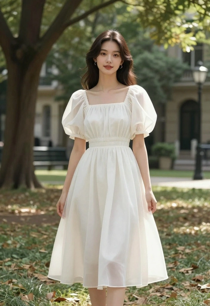 14 Organza Outfit Ideas for Women You Can Actually Wear Again - 12. Organza Puff Sleeve Dress 1