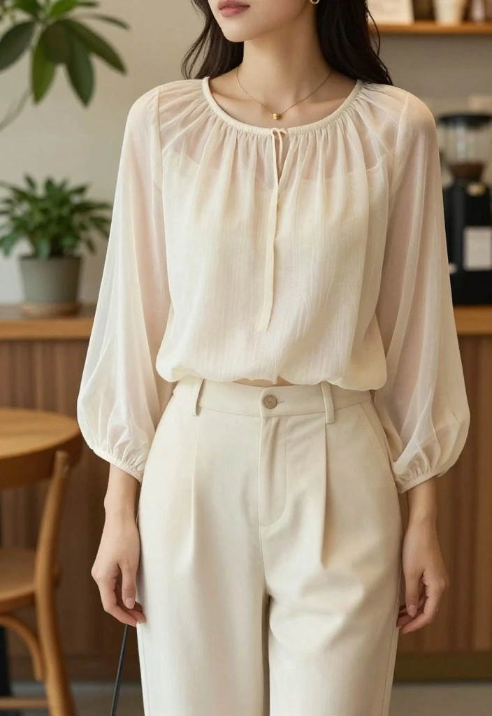 14 Organza Outfit Ideas for Women You Can Actually Wear Again - 2. Layered Organza Blouse 1