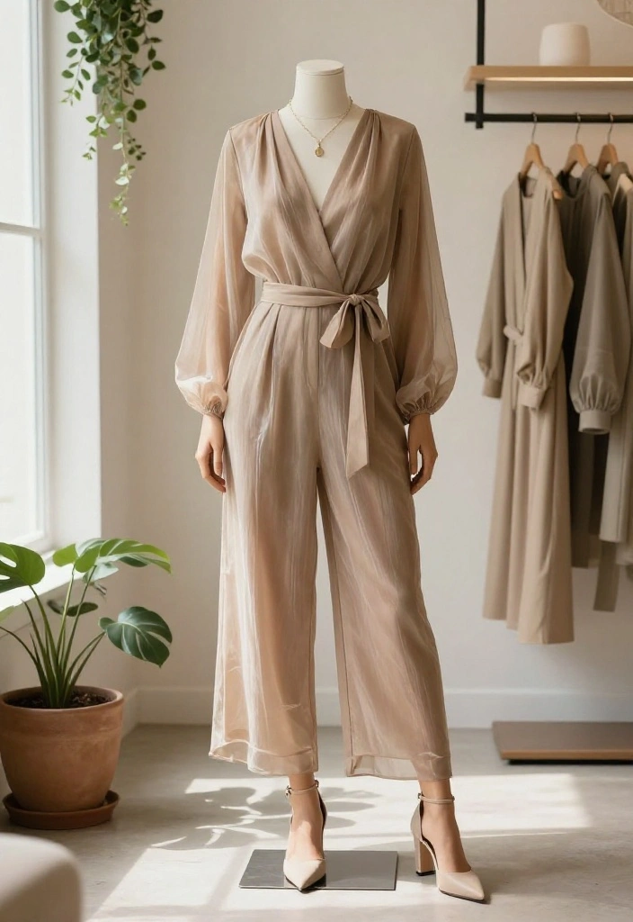 14 Organza Outfit Ideas for Women You Can Actually Wear Again - 4. Chic Organza Jumpsuit 1