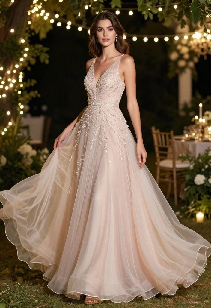 14 Organza Outfit Ideas for Women You Can Actually Wear Again - 6. Elegant Organza Evening Gown 1