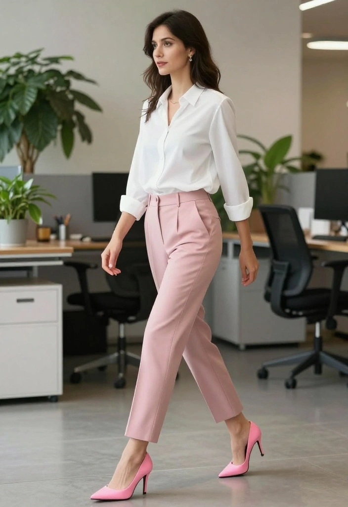 14 Pink Heels Outfit Suggestions for Women That Pair With Anything - 3. Smart Casual Office Look 1