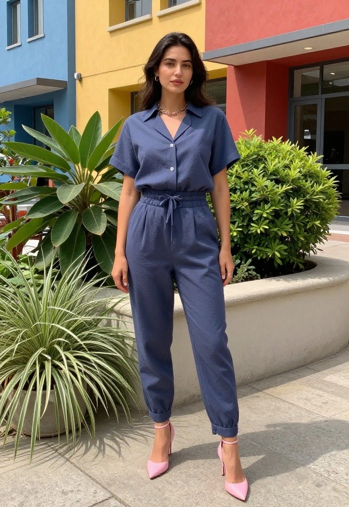14 Pink Heels Outfit Suggestions for Women That Pair With Anything - 4. Weekend Vibes with Jumpsuits 1