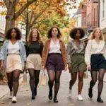 14 Shorts and Tights Outfit Ideas for Women That Bridge Seasons
