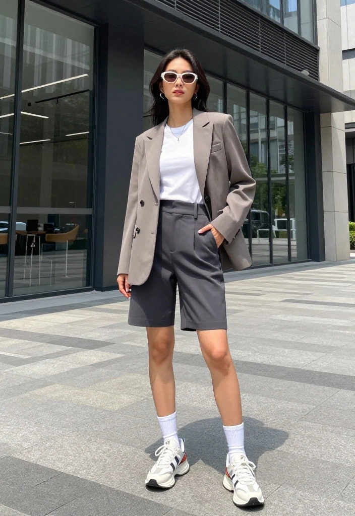 14 White Socks Outfit Ideas for Women That Look Styled Not Accidental - 10. Sporty Blazer & Socks Style 1