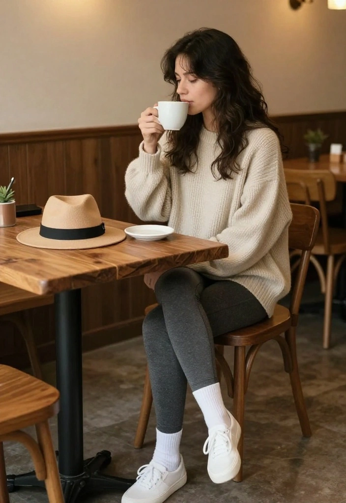 14 White Socks Outfit Ideas for Women That Look Styled Not Accidental - 5. Cozy Coffee Date Look 1