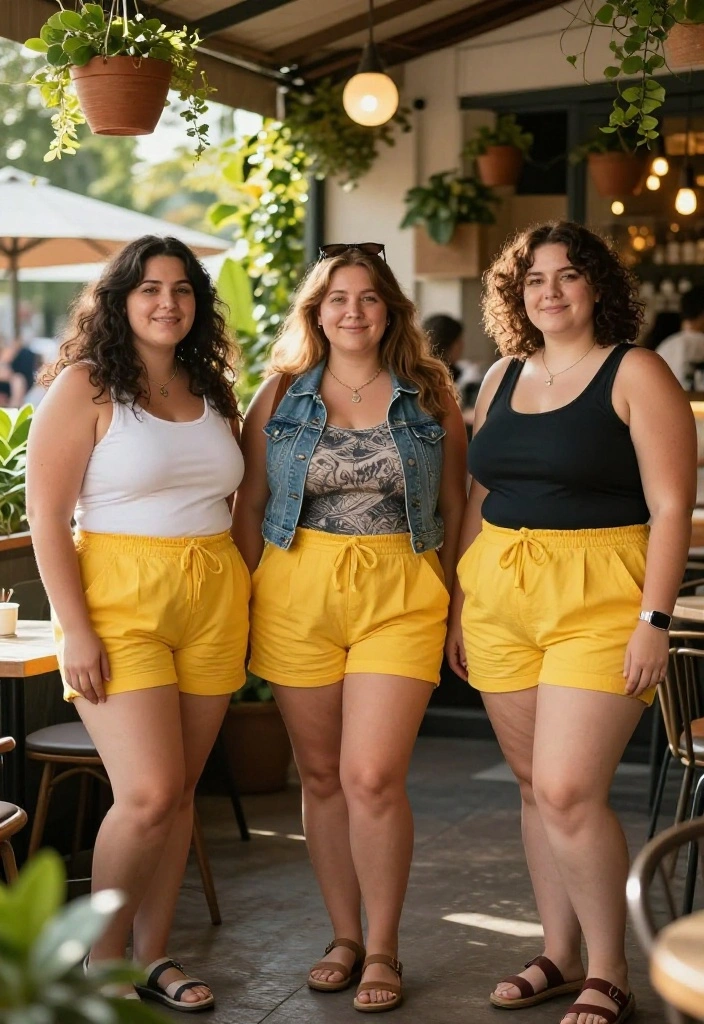 14 Yellow Shorts Outfit Ideas That Don't Wash You Out - 3. Denim Jacket Over Yellow Shorts 1