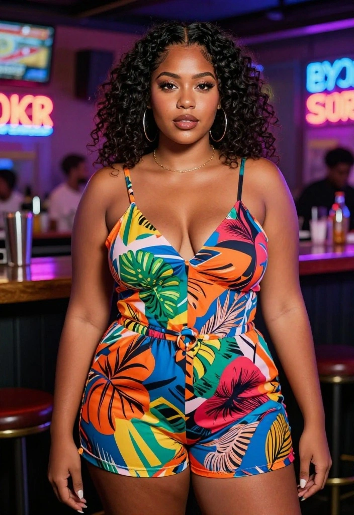 15 Baddie Bar Outfit Ideas That Turn Heads All Night - 12. Trendy Romper with Bold Prints 1