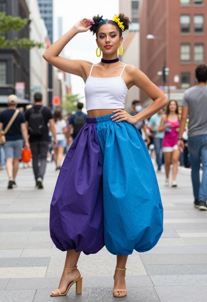15 Balloon Skirt Outfit Ideas That Balance the Silhouette - 15. Statement Pieces with Bold Accessories 1