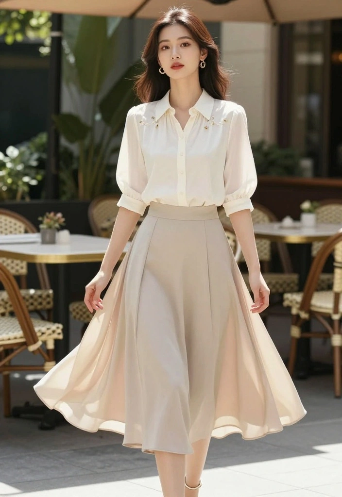 15 Balloon Skirt Outfit Ideas That Balance the Silhouette - 2. Elevated Elegance with a Blouse 1