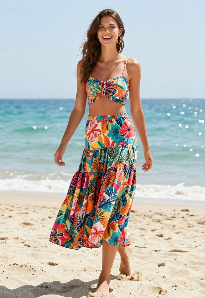 15 Balloon Skirt Outfit Ideas That Balance the Silhouette - 7. Summer Vibes with a Crop Top 1