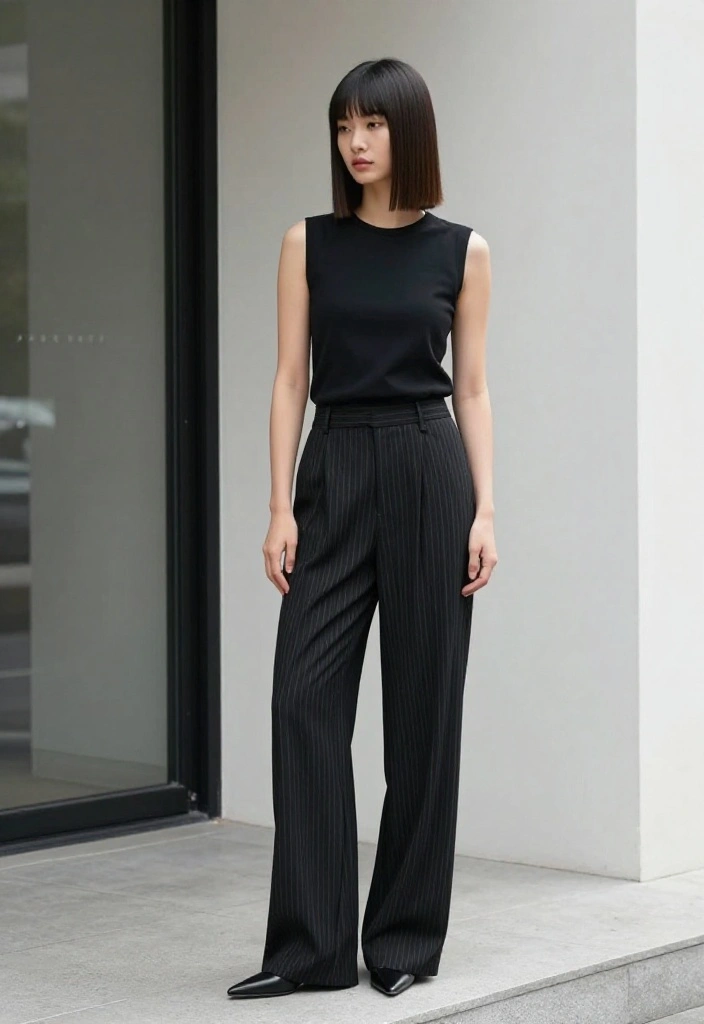 15 Black Striped Pants Outfit Ideas That Don't Look Office-Only - 14. Minimalist Chic 1