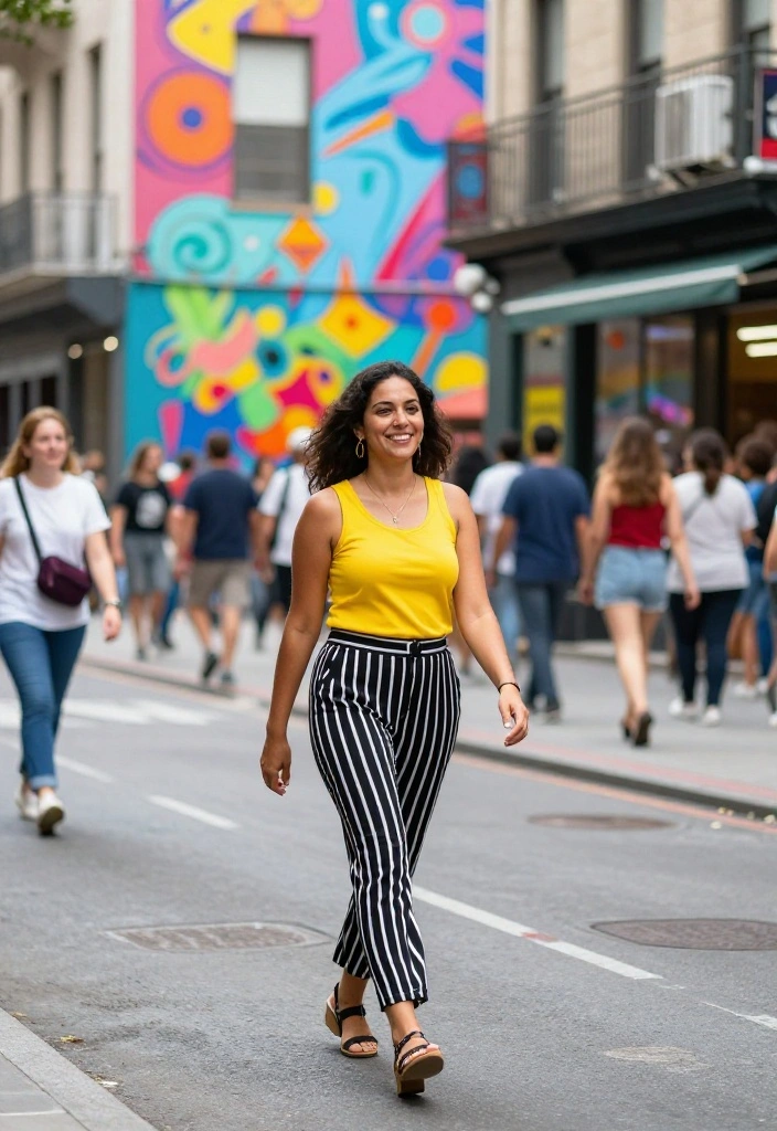 15 Black Striped Pants Outfit Ideas That Don't Look Office-Only - 15. Bold Color Swaps 1