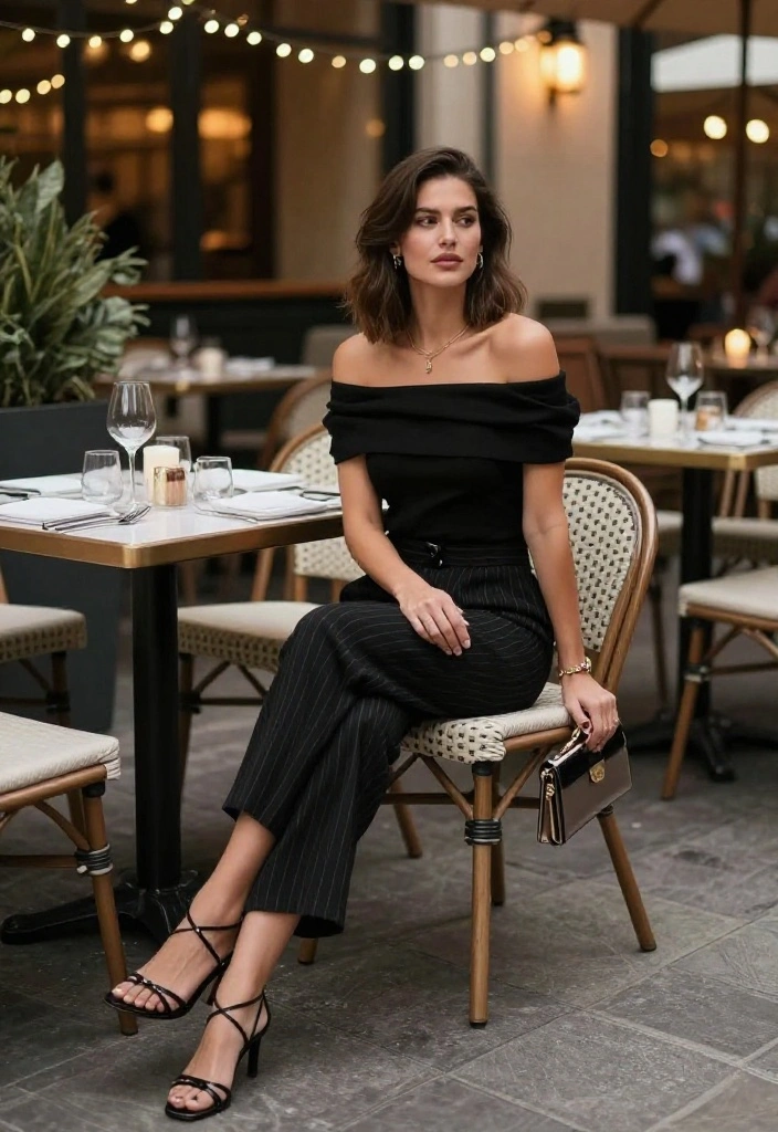 15 Black Striped Pants Outfit Ideas That Don't Look Office-Only - 7. Casual Date Night 1