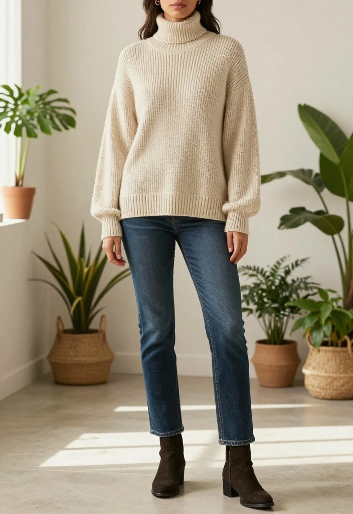 15 Oversized Sweater Outfit Ideas for Women That Don't Look Sloppy - 11. Layered Oversized Sweater with a Turtleneck 1