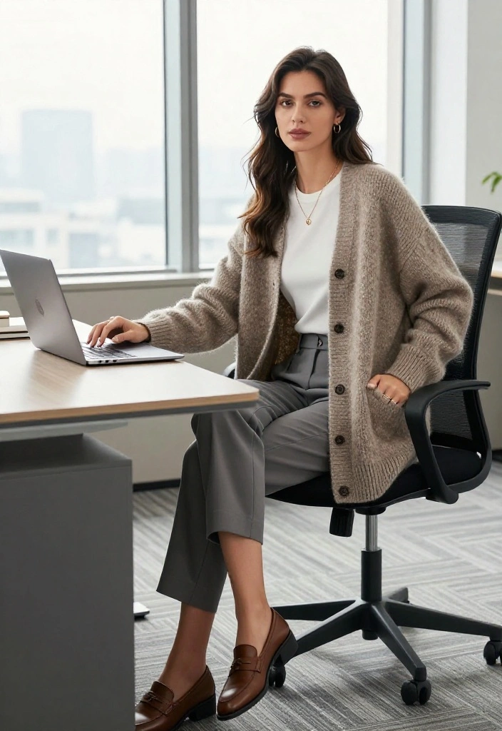 15 Oversized Sweater Outfit Ideas for Women That Don't Look Sloppy - 4. Cozy Cardigan with Tailored Trousers 1
