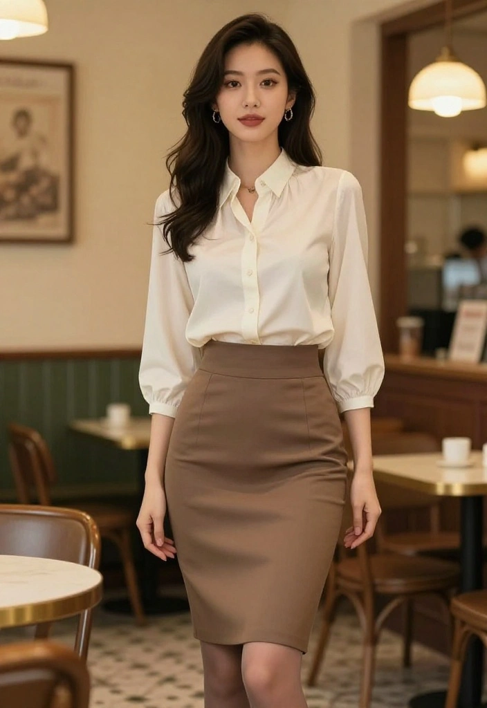 15 Vintage Stockings Ensembles for Women That Don't Look Costume-y - 3. Vintage Blouse and Pencil Skirt Combo 1