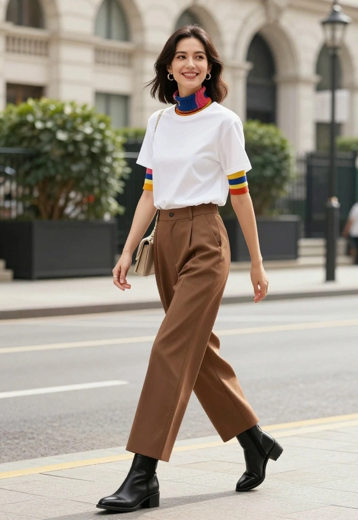 18 White T Shirt Outfit Ideas for Women That Go Beyond Basic - 15. Layered with a Turtleneck 1