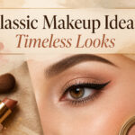 A collection of classic makeup products arranged on a vanity.